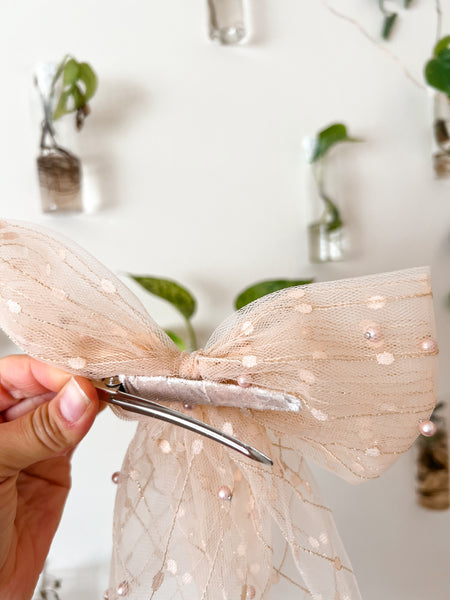 Celestial Pearl Tulle Bow