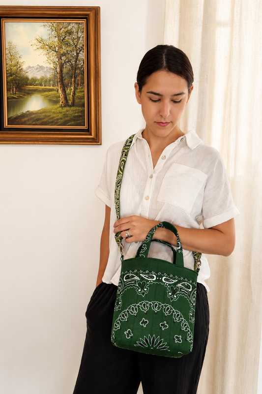 The Lennon Bag in Green Bandana