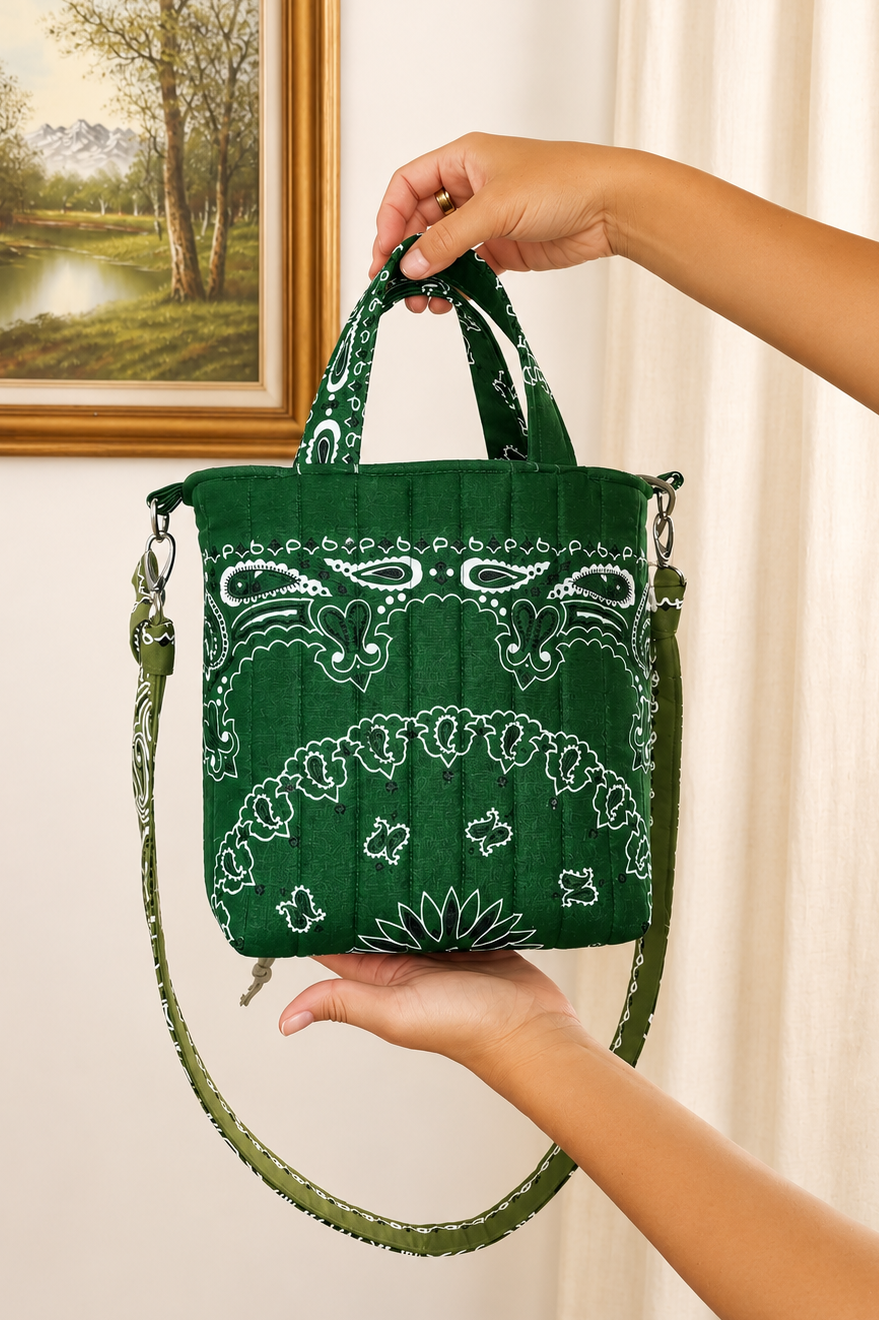 The Meadow Bag in Green Bandana