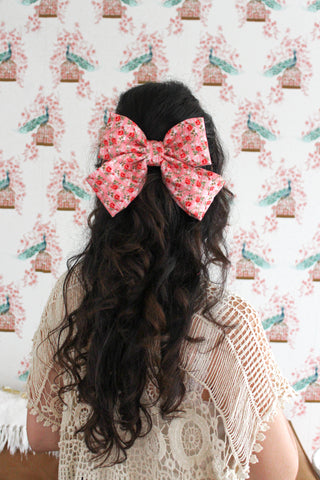 Pink Country Flowers Hair Bow