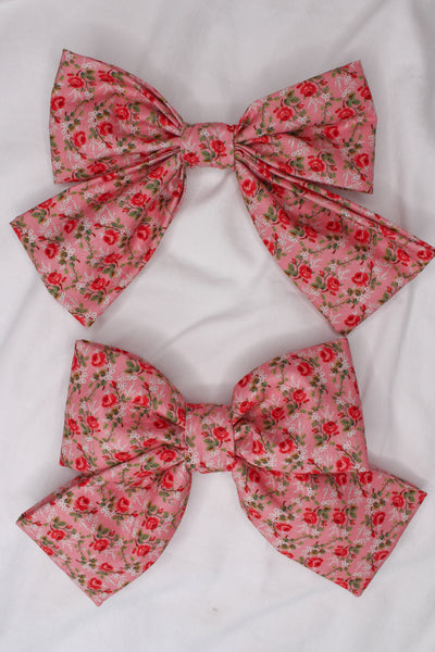 Pink Country Flowers Hair Bow