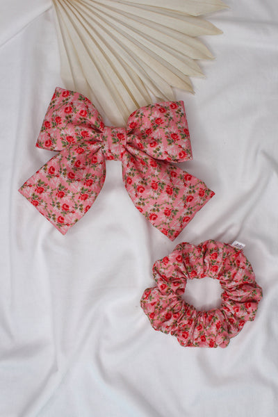 Pink Country Flowers Hair Bow