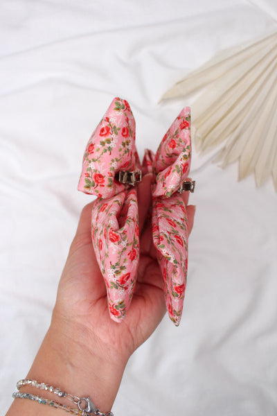 Pink Country Flowers Hair Bow