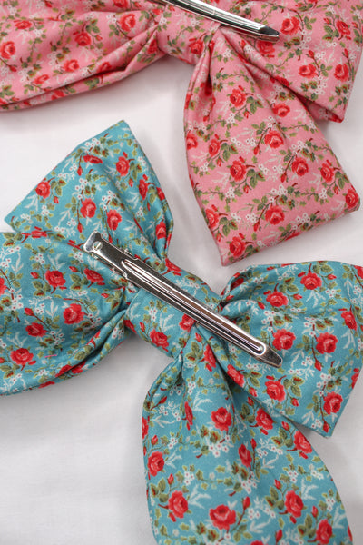 Blue Country Flowers Hair Bow