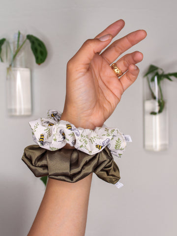 Bee Sweet Olive Scrunchie Set