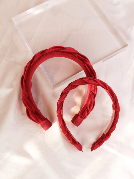 Ruby Red Braided Headbands