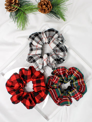 Winter Plaid Scrunchie Set