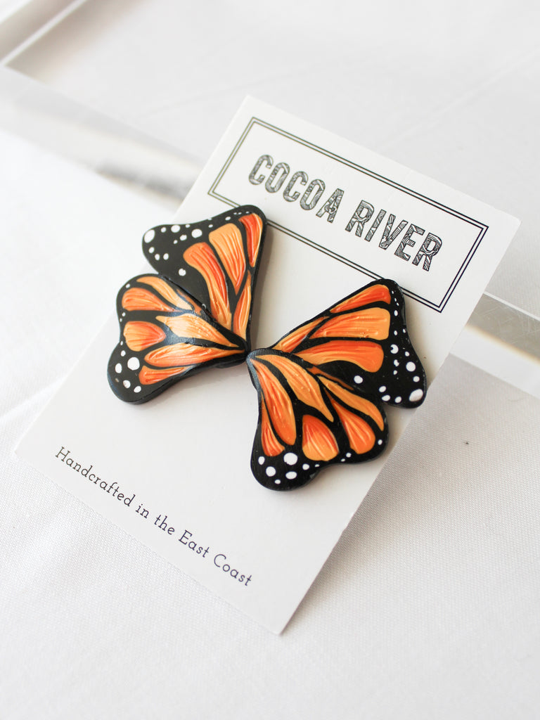 Handpainted Monarch Butterfly Polymer Clay Earrings | eBay