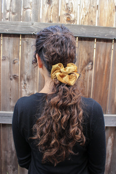 Gold Velvet Jumbo Scrunchie