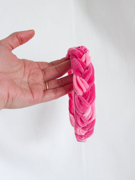 Double Pink Slim Braided Headband