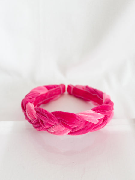 Double Pink Slim Braided Headband