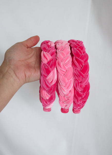 Double Pink Slim Braided Headband