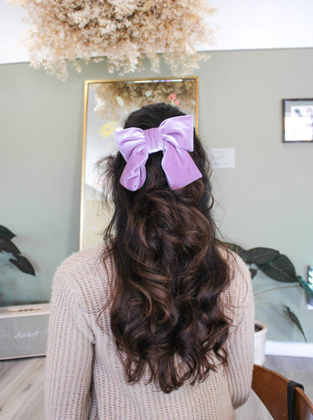 Soft Lavender Velvet Hair Bow