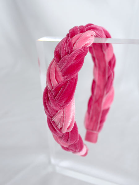 Double Pink Slim Braided Headband