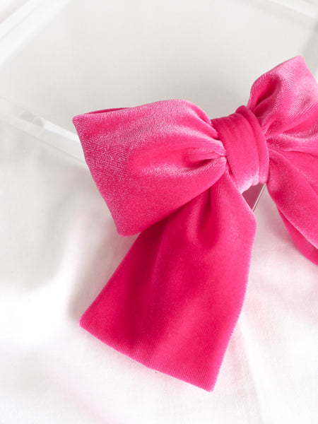 Passion Pink Velvet Hair Bow