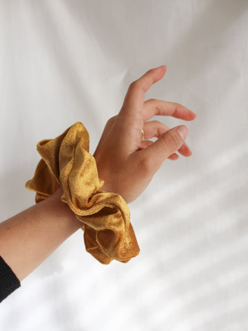 Gold Velvet Jumbo Scrunchie