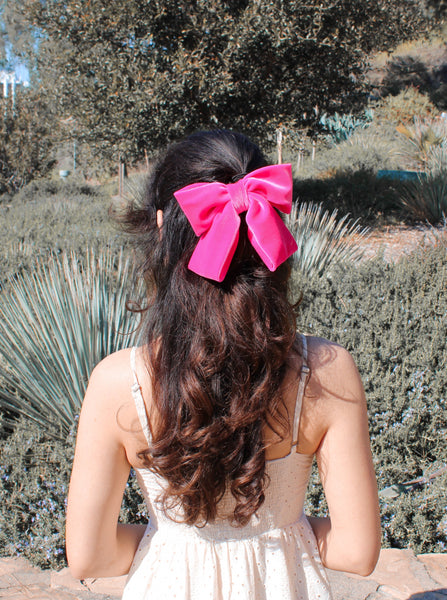 Passion Pink Velvet Hair Bow
